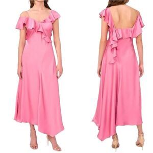 NWT Parker "The Bridget Ruffle One-Shoulder Dress" In pink  Size 16